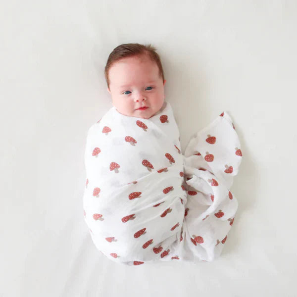 Lulujo Swaddle Blanket Muslin Cotton - Mushroom 100cmx100cm