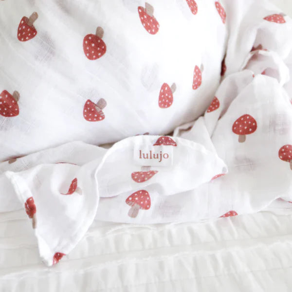 Lulujo Swaddle Blanket Muslin Cotton - Mushroom 100cmx100cm
