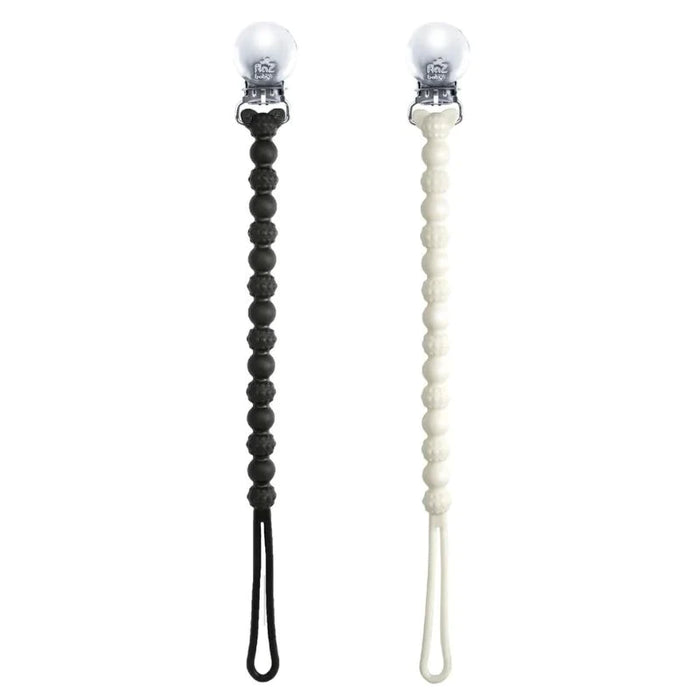 Razbaby Silicone Pacifier Holder 2pk - Black/White