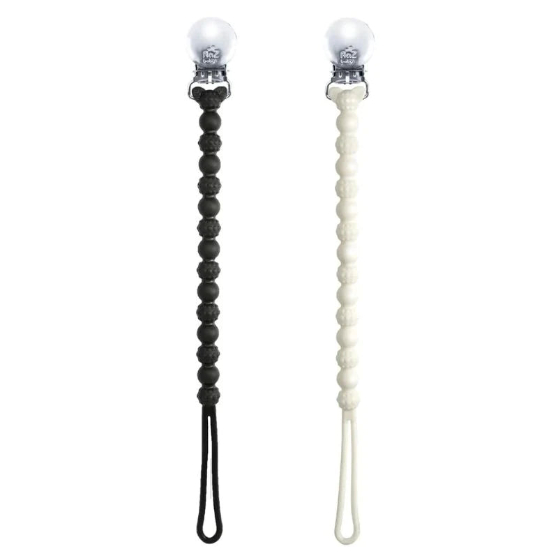 Razbaby Silicone Pacifier Holder 2pk - Black/White