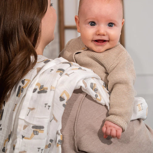 Perlim Pinpin Cotton Muslin Blanket - Excavators