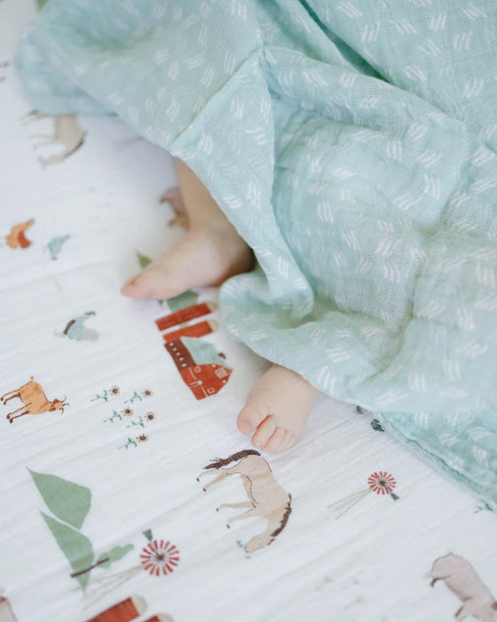 Little Unicorn Cotton Muslin Crib Sheet - Farmyard
