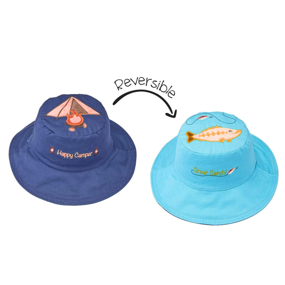 Flapjack Kids Reversible Sun Hat - Tent/Bass
