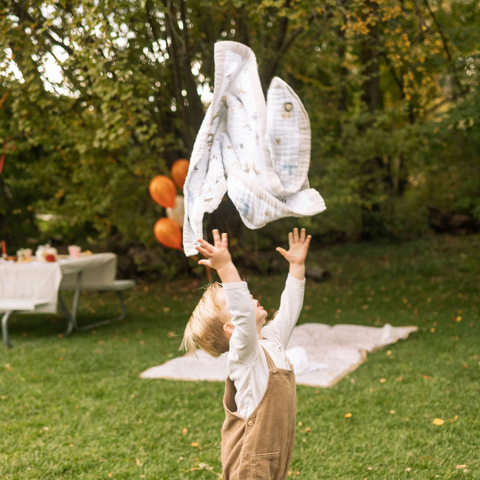 Little Unicorn Cotton Muslin Baby Quilt - Party Animals