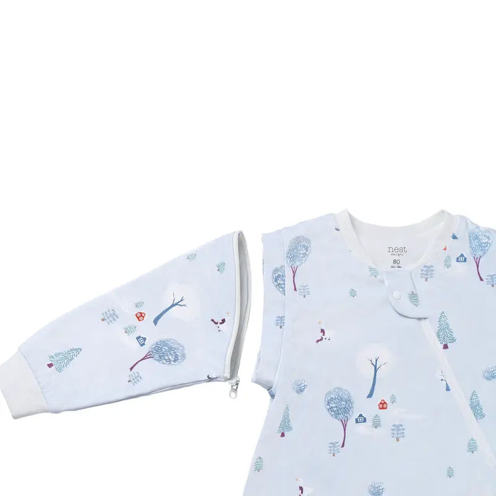 Nest Designs Removable Long Sleeve Sleep Bag 1.0T - Snowy Snuggles