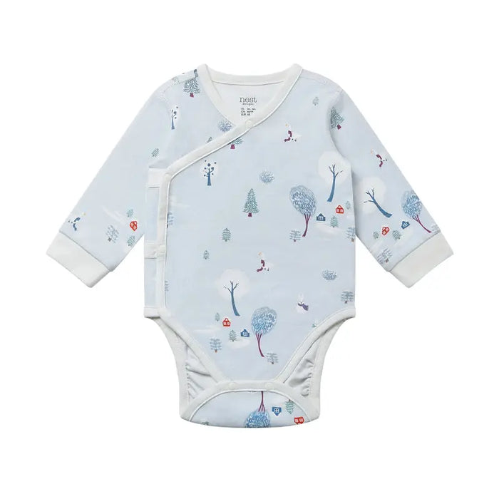 Nest Designs Long Sleeve Kimono Onesie - Snowy Snuggles