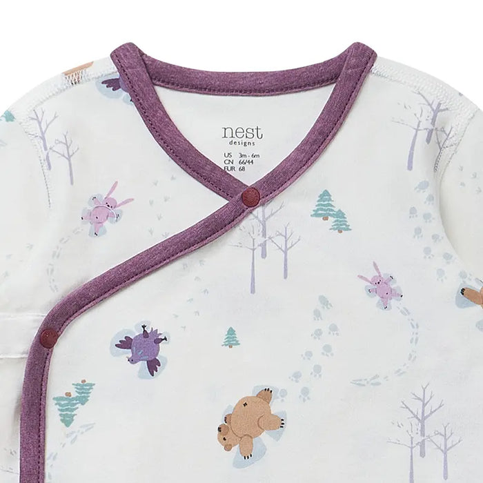 Nest Designs Long Sleeve Kimono Onesie - Snow Angels