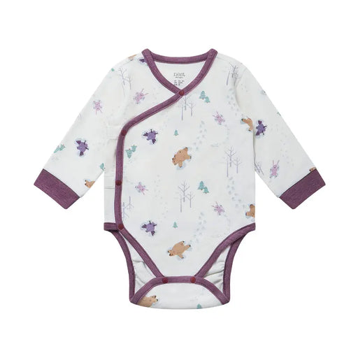 Nest Designs Long Sleeve Kimono Onesie - Snow Angels