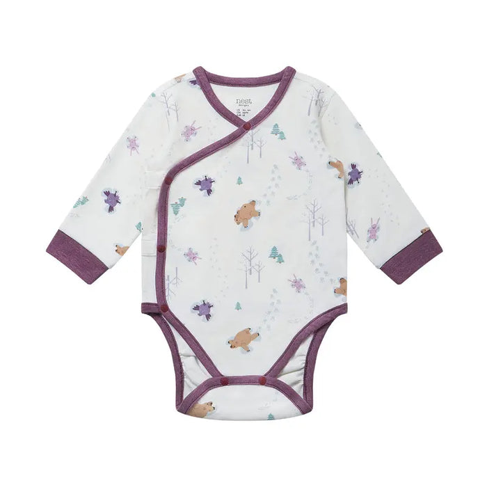 Nest Designs Long Sleeve Kimono Onesie - Snow Angels