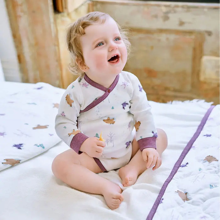 Nest Designs Long Sleeve Kimono Onesie - Snow Angels