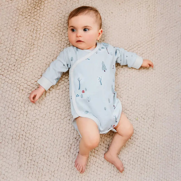 Nest Designs Long Sleeve Kimono Onesie - Snowy Snuggles