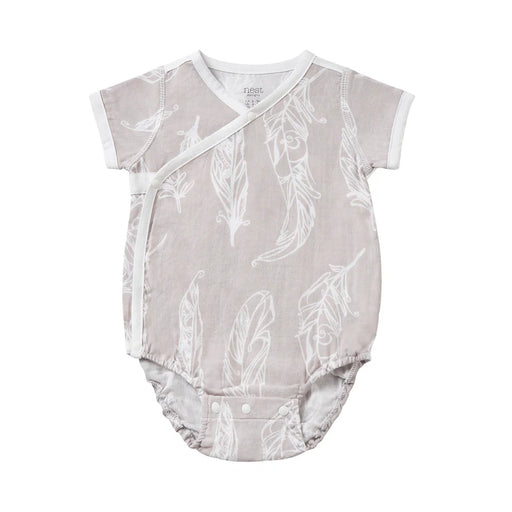Nest Designs Short Sleeve Kimono Onesie - Feather Grey