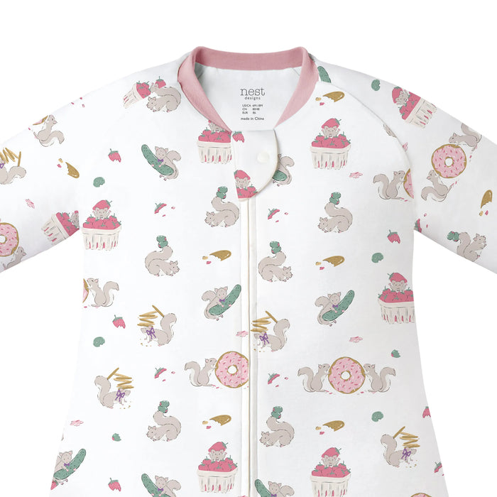 Nest Designs Organic Long Sleeve Footed Sleep Bag 1.0T - Very Squirrelly