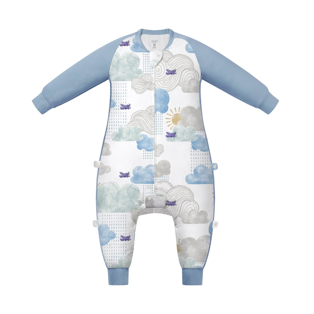 Nest Designs Raglan Long Sleeve Footed Sleep Bag 1.0T - Fluffy Puffs