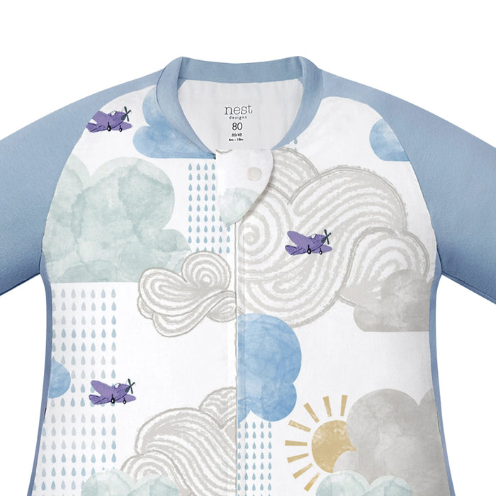 Nest Designs Raglan Long Sleeve Footed Sleep Bag 1.0T - Fluffy Puffs