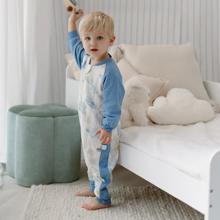 Nest Designs Raglan Long Sleeve Footed Sleep Bag 1.0T - Fluffy Puffs