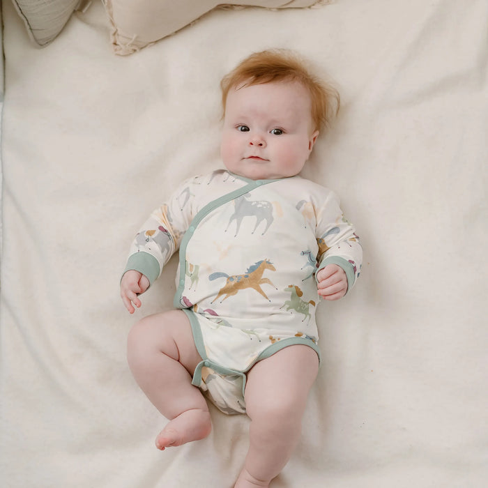 Nest Designs Long Sleeve Kimono Onesie - Pony Express