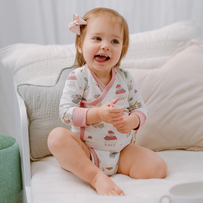 Nest Designs Long Sleeve Kimono Onesie - Very Squirrelly