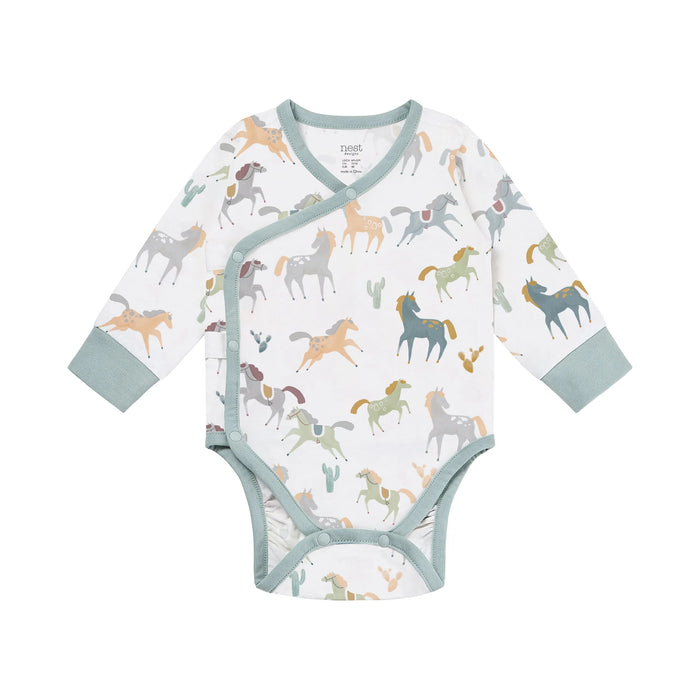 Nest Designs Long Sleeve Kimono Onesie - Pony Express