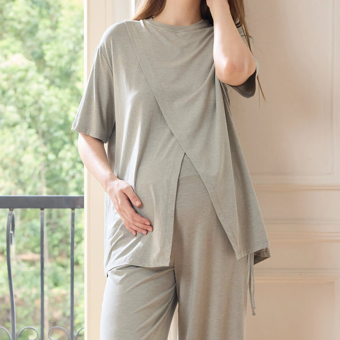 Nest Designs Short Sleeve Nursing T Shirt- Fog Grey