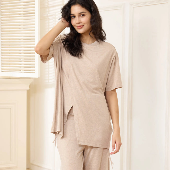 Nest Designs Short Sleeve Nursing T Shirt- Warm Taupe