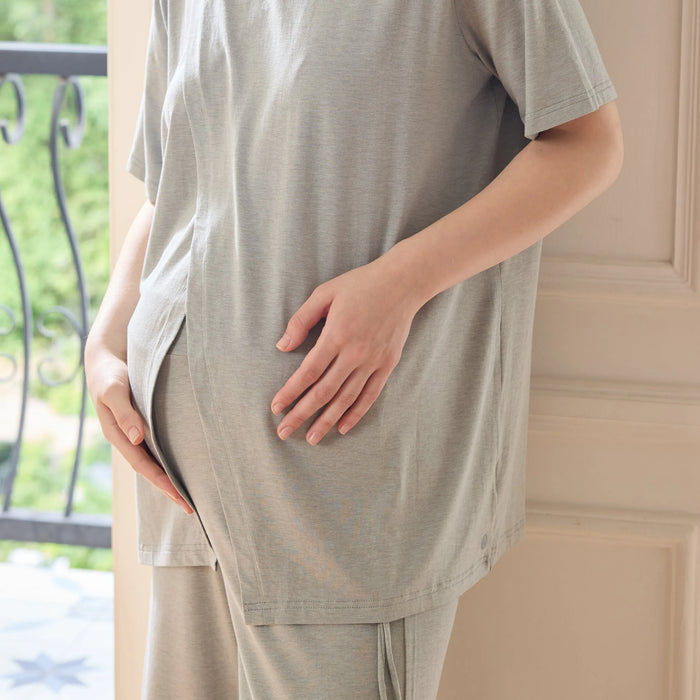 Nest Designs Short Sleeve Nursing T Shirt- Fog Grey