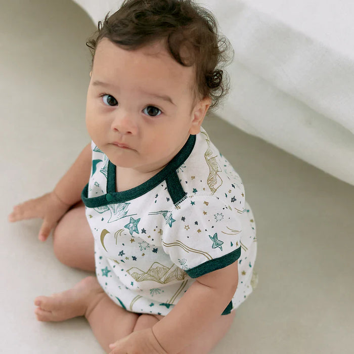 Nest Designs Short Sleeve Kimono Onesie - Stars White