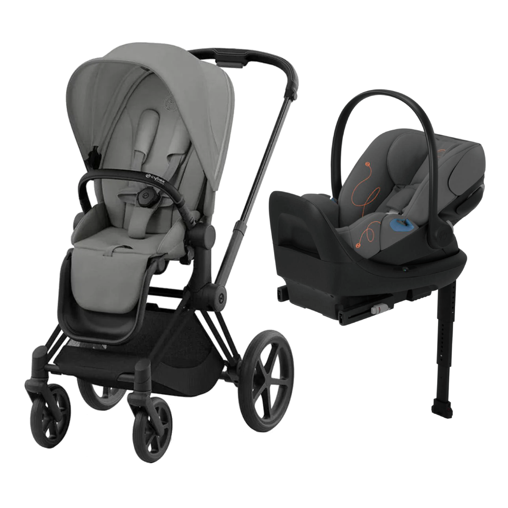Cybex Priam4 - Matte Black Frame w/ Grey Seat + CloudG Lux Mid Grey