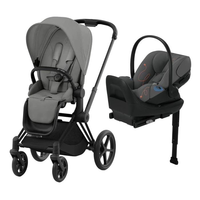 Cybex Priam4 - Matte Black Frame w/ Grey Seat + CloudG Lux Mid Grey