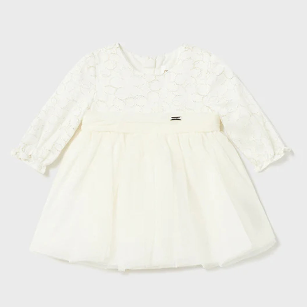 Mayoral Lurex Embroider Tulle Dress - Crudo 2855