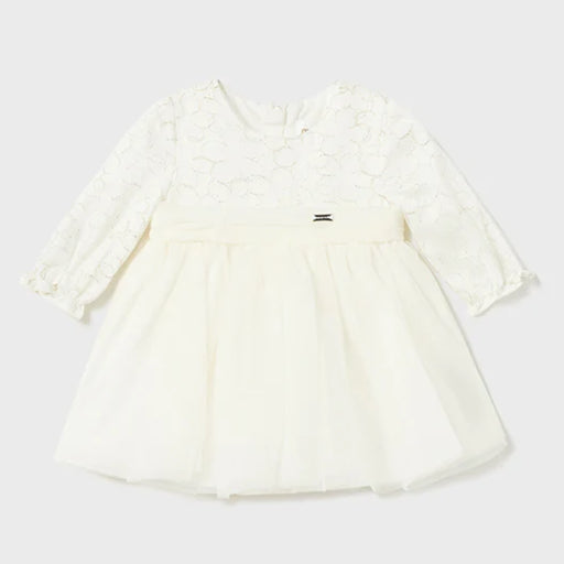 Mayoral Lurex Embroider Tulle Dress - Crudo 2855