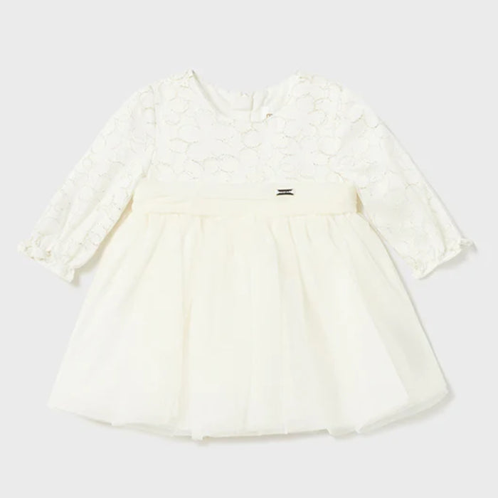 Mayoral Lurex Embroider Tulle Dress - Crudo 2855