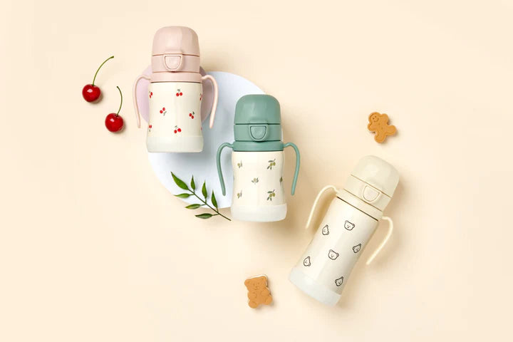 Grosmimi Stainless Straw Cup 300ml - Dotgom/Butter