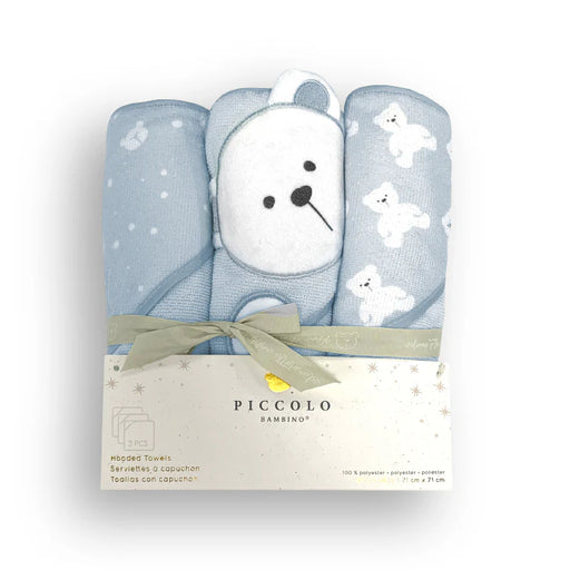 Piccolo Bambino Hooded Towels 28''x28'' 3pk - Blue