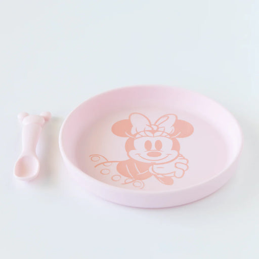Bumkins Silicone Plate+Spoon Set:Disney Minnie Mouse