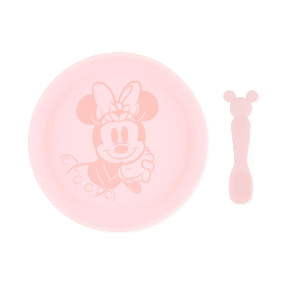 Bumkins Silicone Plate+Spoon Set:Disney Minnie Mouse
