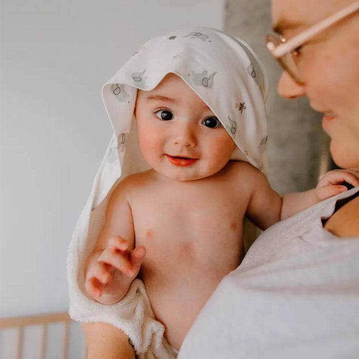 Perlim Pin Pin Bamboo Hooded Towel - Elephants