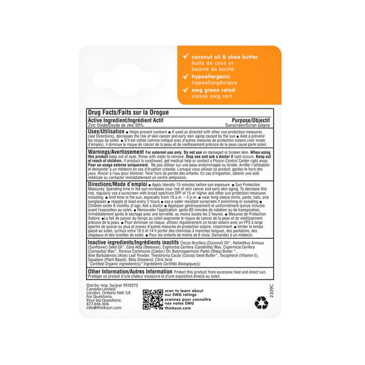 Thinkbaby Zinc Oxide Sunscreen Stick SPF30