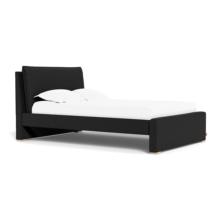 Monte Pillowback Bed Full Bed with Maple Feet - Black Heathered