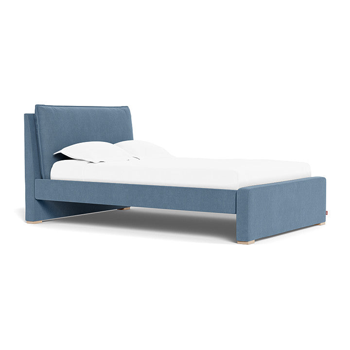 Monte Pillowback Bed Full Bed with Maple Feet - Denim Blue