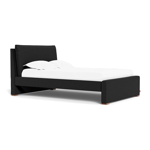 Monte Pillowback Bed Full Bed with Walnut Feet - Black Heathered