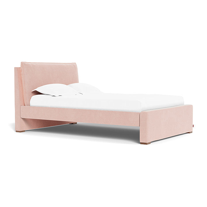Monte Pillowback Bed Full Bed with Walnut Feet - Petal Pink