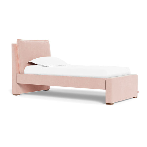 Monte Pillowback Bed Twin Bed with Walnut Feet - Petal Pink