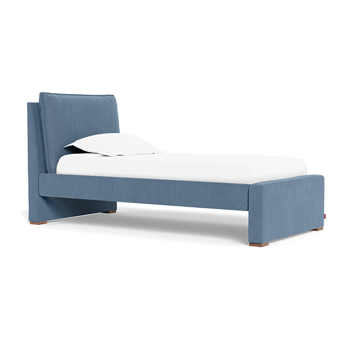 Monte Pillowback Bed Twin Bed with Walnut Feet - Denim Blue