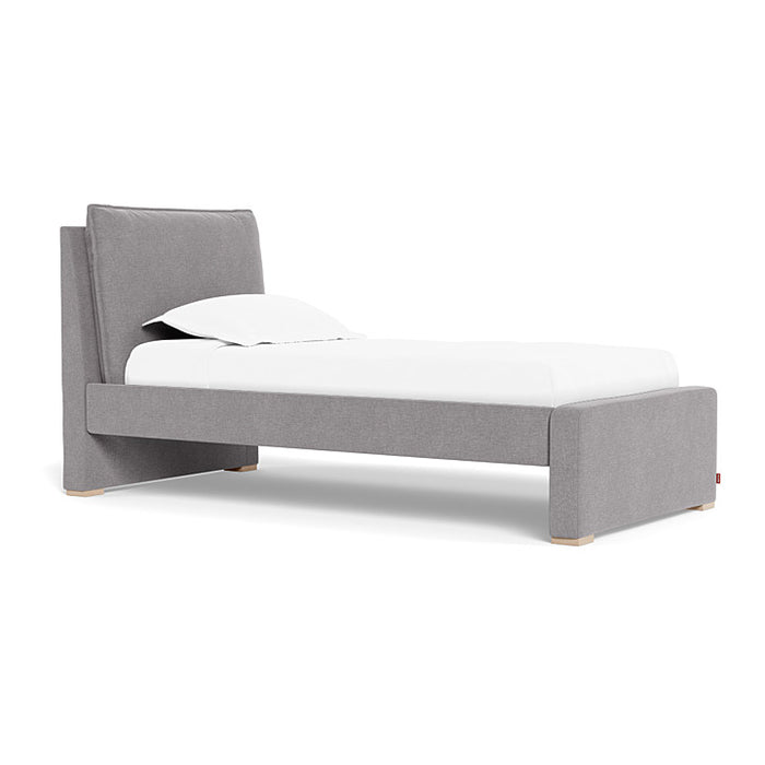 Monte Pillowback Bed Twin Bed with Maple Feet - Pebble Grey