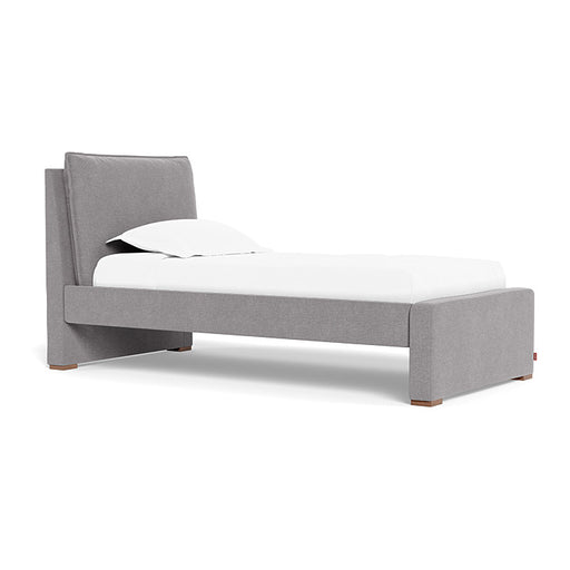 Monte Pillowback Bed Twin Bed with Walnut Feet - Pebble Grey