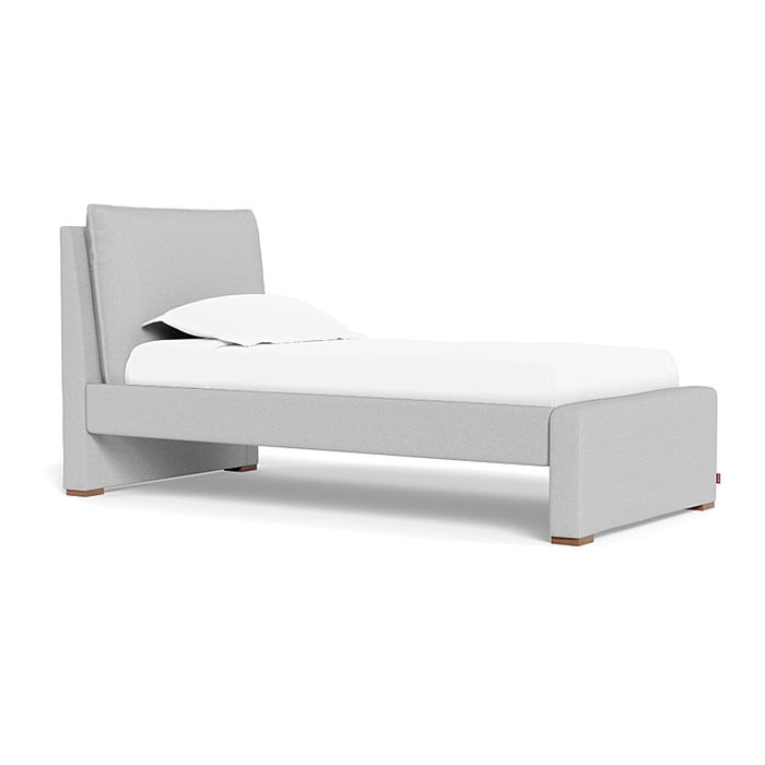 Monte Pillowback Bed Twin Bed with Walnut Feet - Fog Grey