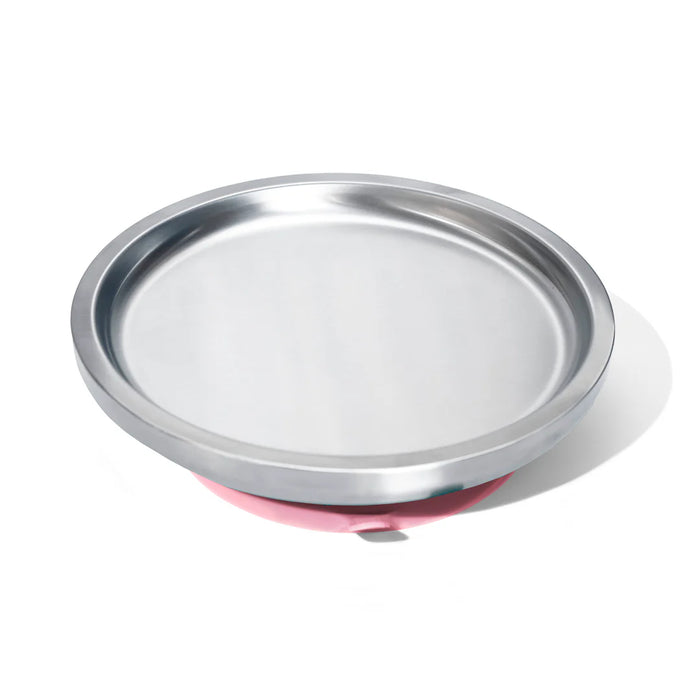 Avanchy Stainless Steel Silicone Round Open Plate - Pink