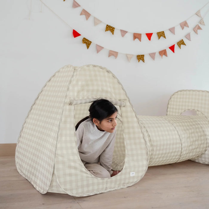 3 Sprouts 3 Pieces Tent - Gingham Beige
