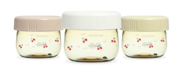 Grosmimi Cherrish PPSU Baby Food Jar 150ml - White/Pure Gold/Rose Gold